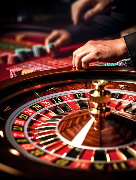 Uitzicht op een roulette spel in een casino