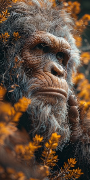 Gratis foto uitzicht op een sasquatch in de natuur in de open lucht