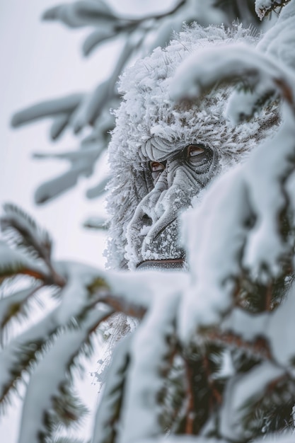 Uitzicht op een sasquatch in de natuur in de open lucht