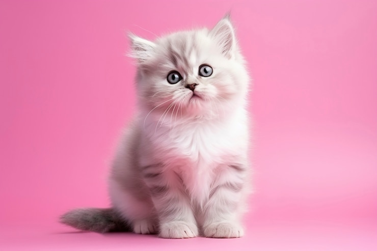 Gratis Foto uitzicht op een schattig kitten met een eenvoudige achtergrond