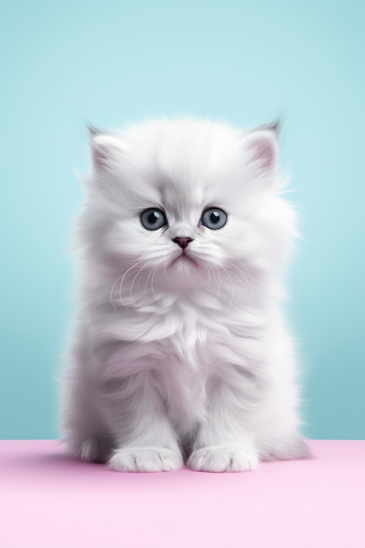 Gratis Foto uitzicht op een schattig kitten met een eenvoudige achtergrond