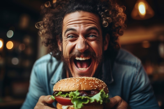 Uitzicht op een smakelijke burger met kaas en vlees