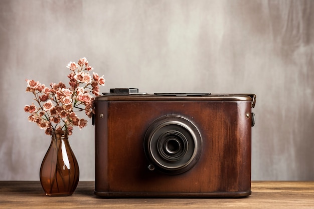 Uitzicht op een vintage camera-apparaat in noten