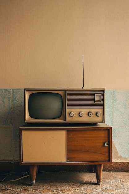 Gratis foto uitzicht op een vintage tv-apparaat in noten