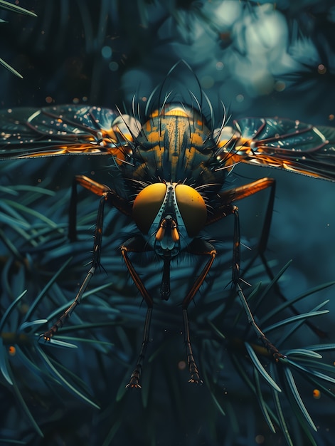 Uitzicht op een vliegende insect met vleugels