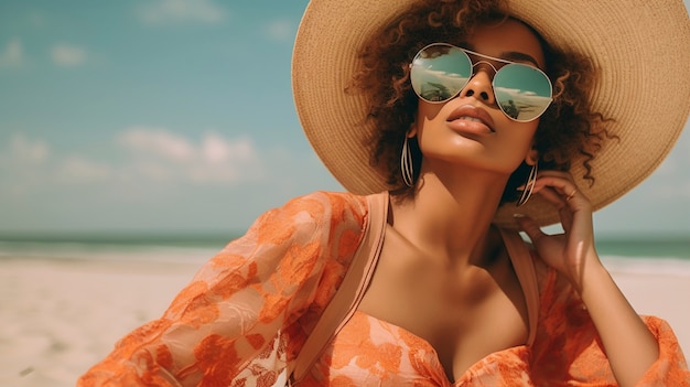 Uitzicht op een vrouw in de zomer met een zomerkleding