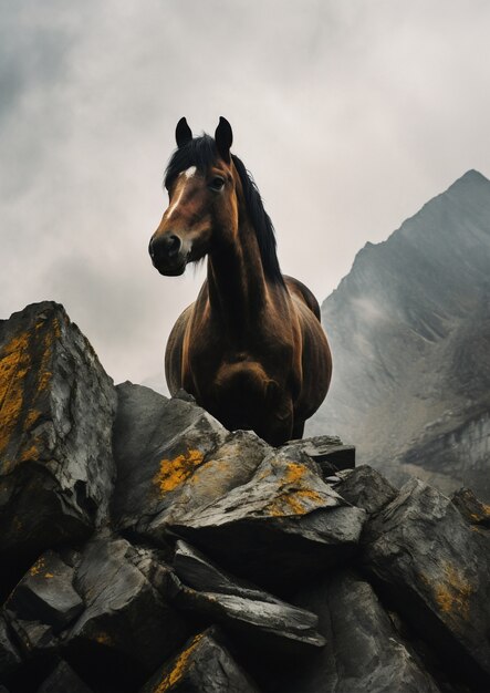 Uitzicht op een wild paard