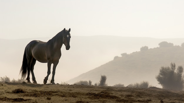 Uitzicht op een wild paard