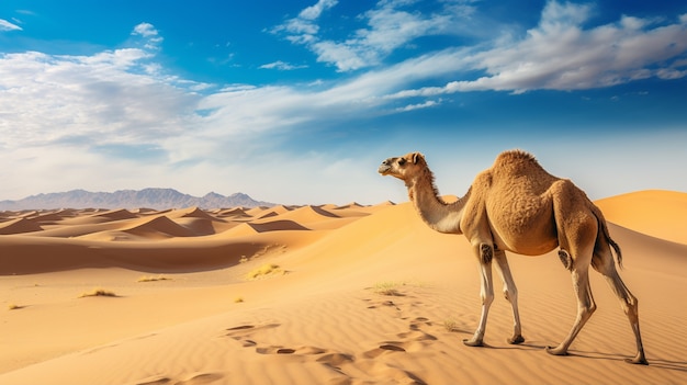 Uitzicht op een wilde kameel