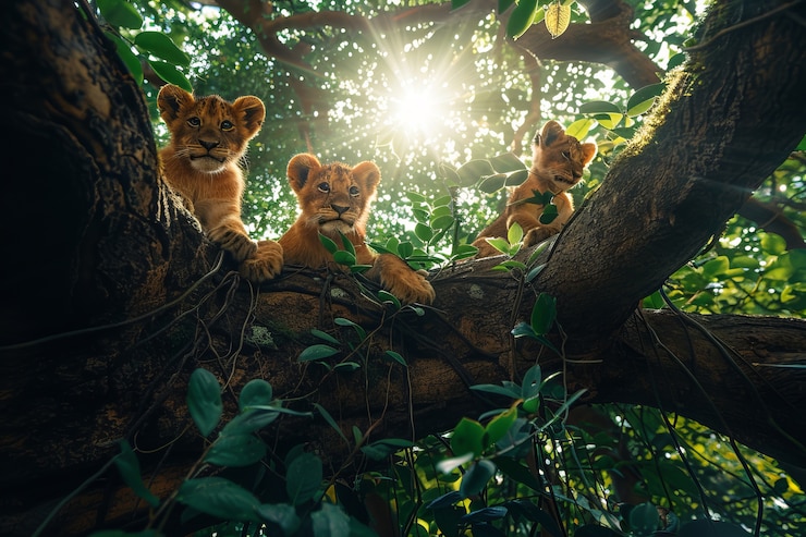 Gratis Foto uitzicht op een wilde leeuw in zijn natuurlijke leefgebied