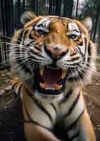 Gratis foto uitzicht op een wilde tijger in de natuur
