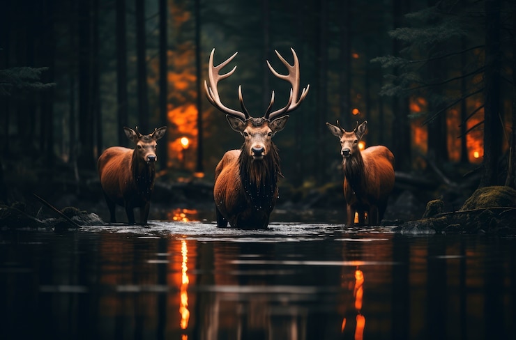 Gratis Foto uitzicht op elanden in natuurlijk water