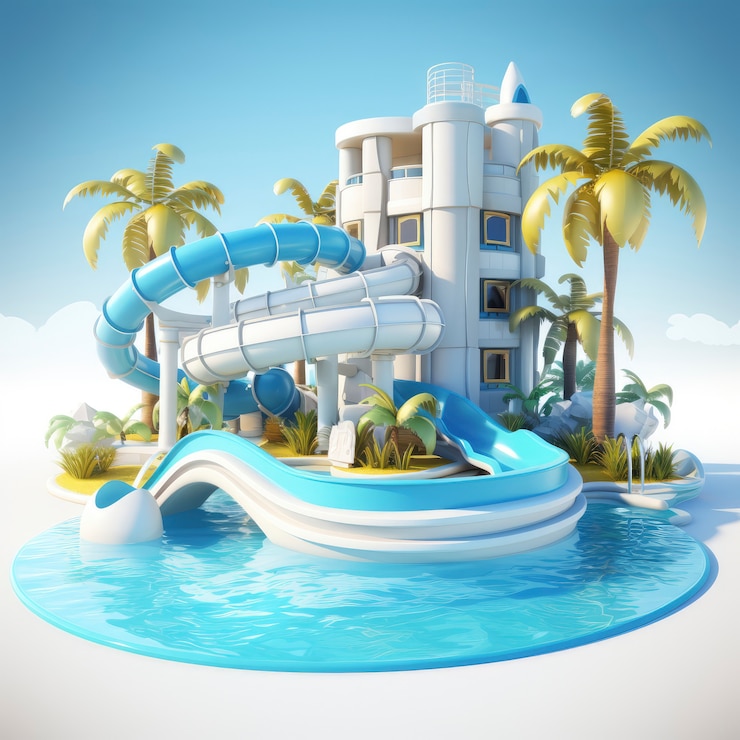 Gratis Foto uitzicht op grafisch 3d-waterresort