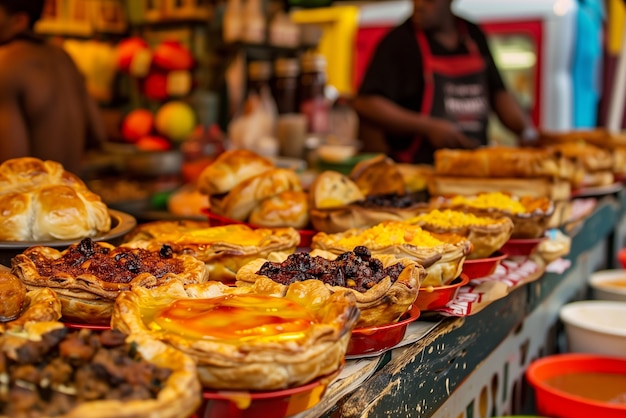 Gratis foto uitzicht op heerlijk en smakelijk straatvoedsel