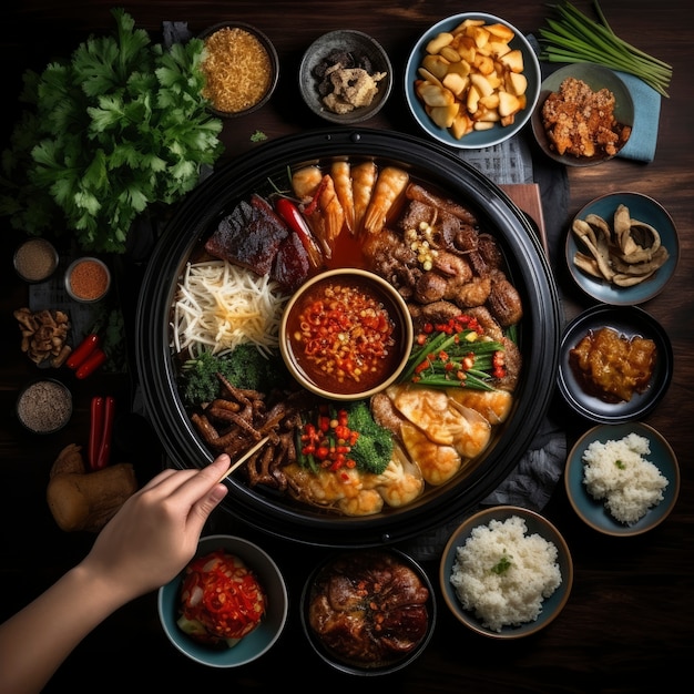 Uitzicht op heerlijk eten voor het Chinese Nieuwjaar reünie diner