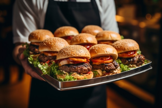 Gratis foto uitzicht op heerlijke burgers met broodjes en kaas