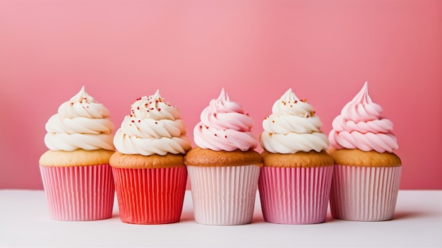 Gratis foto uitzicht op heerlijke en zoete cupcake-desserts met glazuur