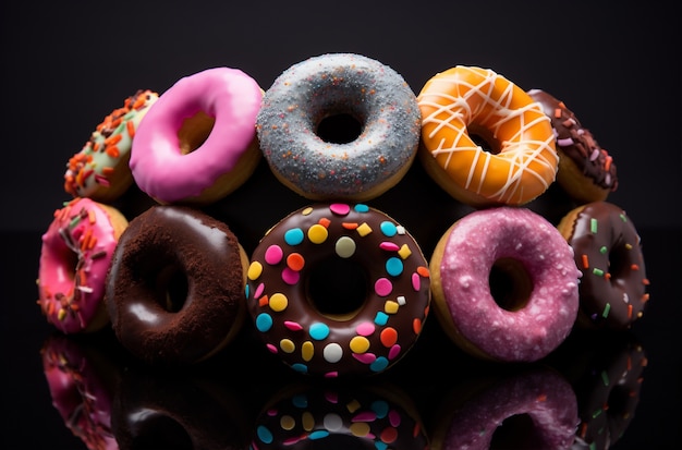 Gratis foto uitzicht op heerlijke geglazuurde donuts