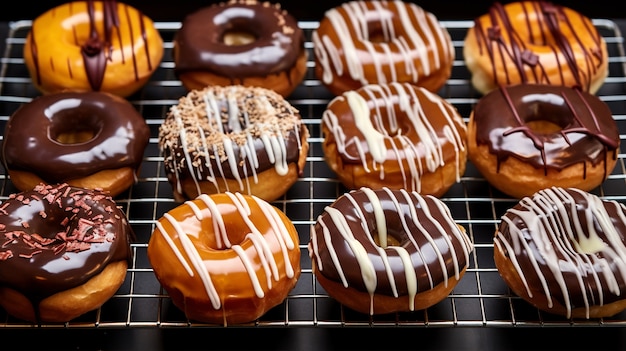 Gratis foto uitzicht op heerlijke geglazuurde donuts