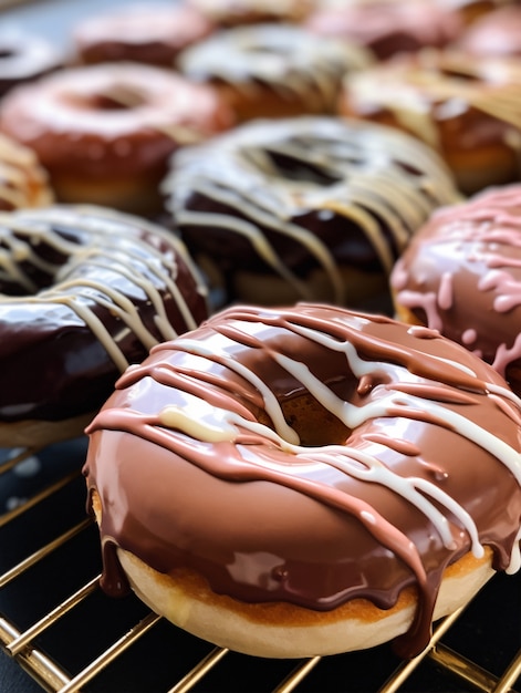 Gratis foto uitzicht op heerlijke geglazuurde donuts