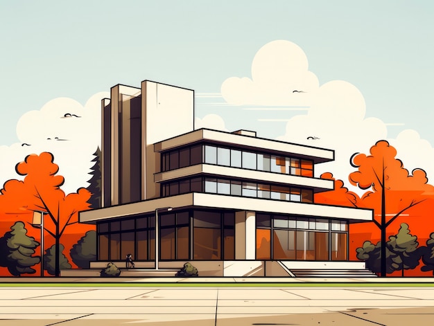 Gratis foto uitzicht op het gebouw met cartoon-stijl architectuur