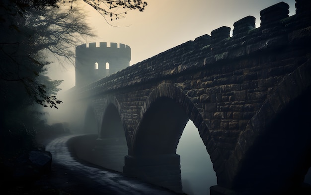 Gratis foto uitzicht op het kasteel omringd door natuurlandschap