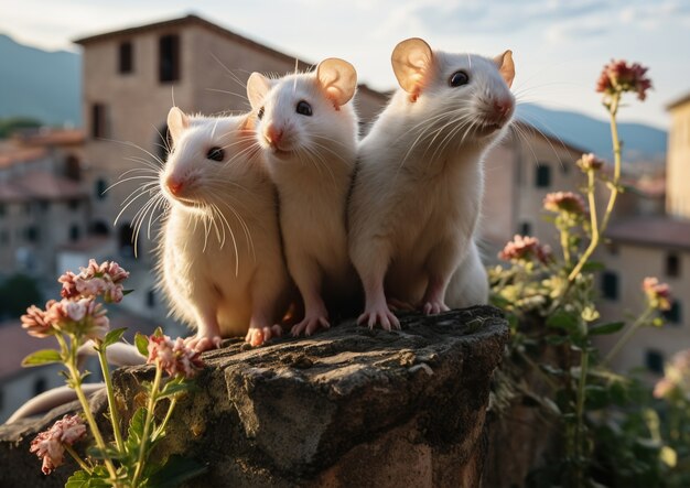 Uitzicht op het kwaad van ratten in de natuur