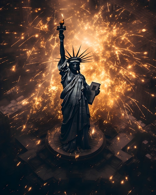 Uitzicht op het Vrijheidsbeeld in New York City