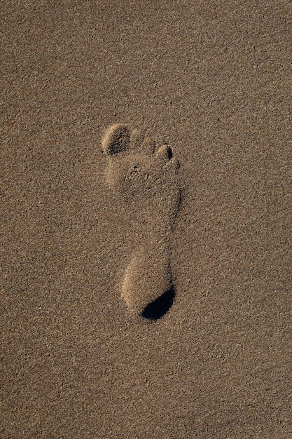 Gratis foto uitzicht op het zand op het strand in de zomer met voetafdrukken