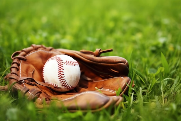 Gratis foto uitzicht op honkbal met handschoen