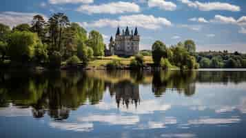 Gratis foto uitzicht op kasteel met natuurlandschap