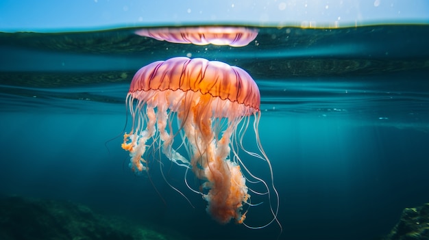 Uitzicht op majestueuze kwallen in de oceaan