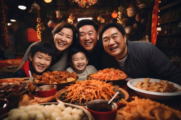 Uitzicht op mensen die het Chinese nieuwjaarsfeest bijwonen