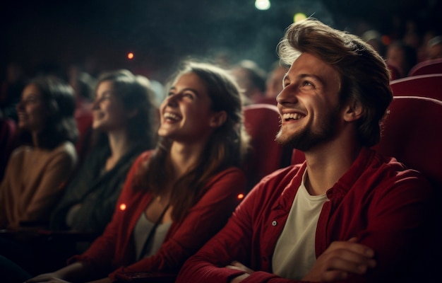 Uitzicht op mensen die lachen bij een stand-up comedy show