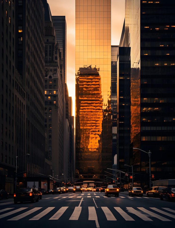 Gratis Foto uitzicht op new york city bij zonsondergang