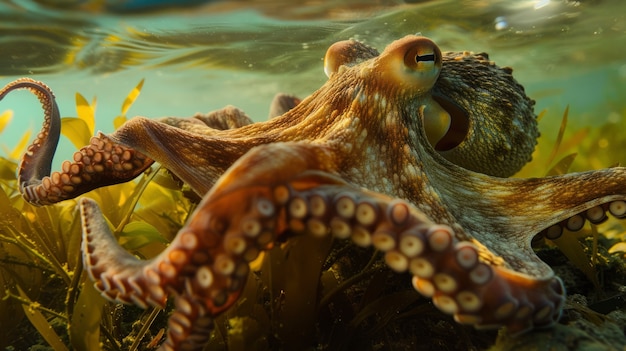 Gratis foto uitzicht op octopus in zijn natuurlijke onderwaterhabitat