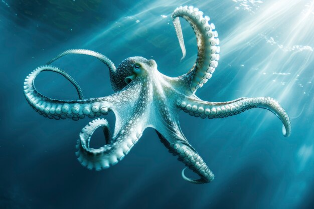 Uitzicht op octopus in zijn natuurlijke onderwaterhabitat