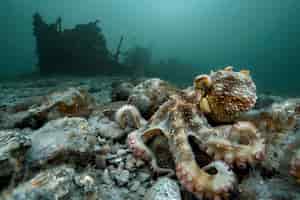 Gratis foto uitzicht op octopus in zijn natuurlijke onderwaterhabitat