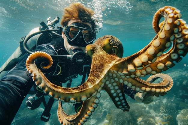 Gratis foto uitzicht op octopus in zijn natuurlijke onderwaterhabitat