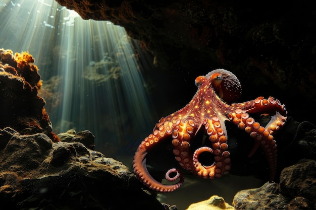 Gratis foto uitzicht op octopus in zijn natuurlijke onderwaterhabitat