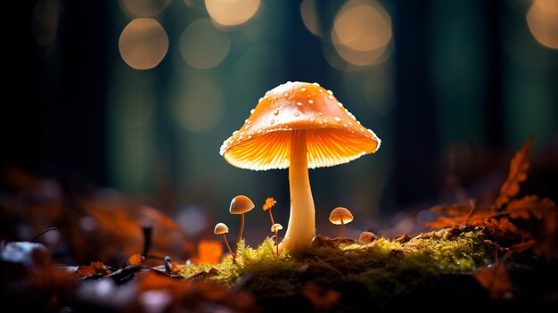 Uitzicht op paddenstoelen die in de natuur groeien