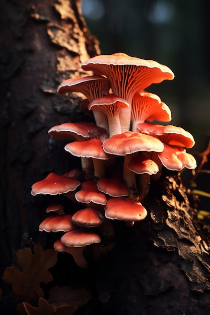 Gratis foto uitzicht op paddenstoelen die in de natuur groeien