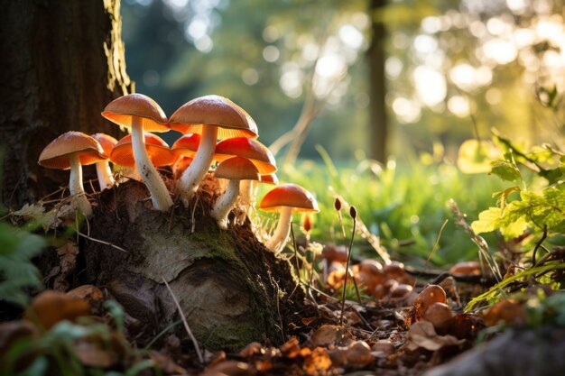 Uitzicht op paddenstoelen in de natuur