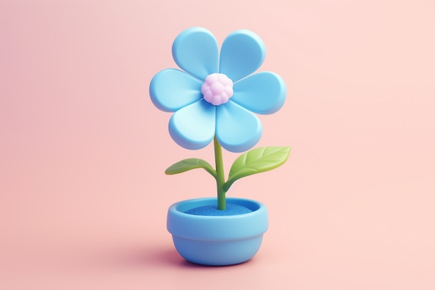 Uitzicht op prachtige 3D-bloem in pot