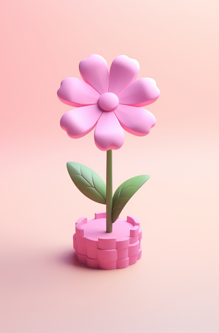 Gratis Foto uitzicht op prachtige 3d-bloem in pot