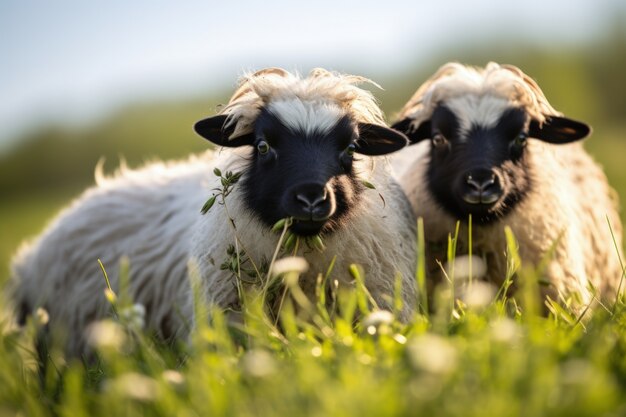 Gratis foto uitzicht op schapen die buiten in de natuur grazen