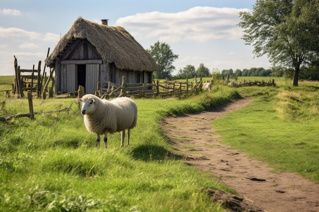 Uitzicht op schapen in de natuur