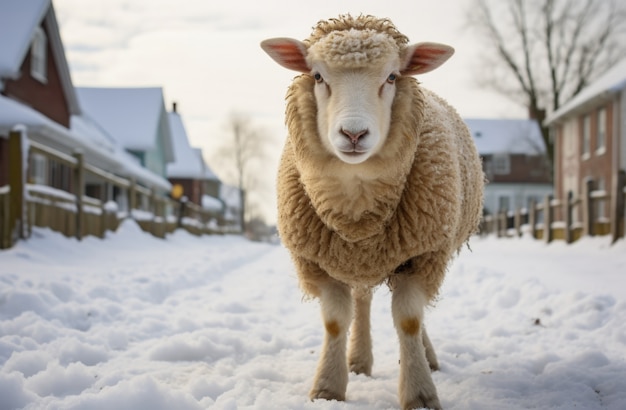 Uitzicht op schapen in de natuur