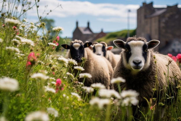 Uitzicht op schapen in de natuur