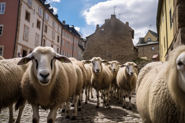 Gratis foto uitzicht op schapen in de natuur